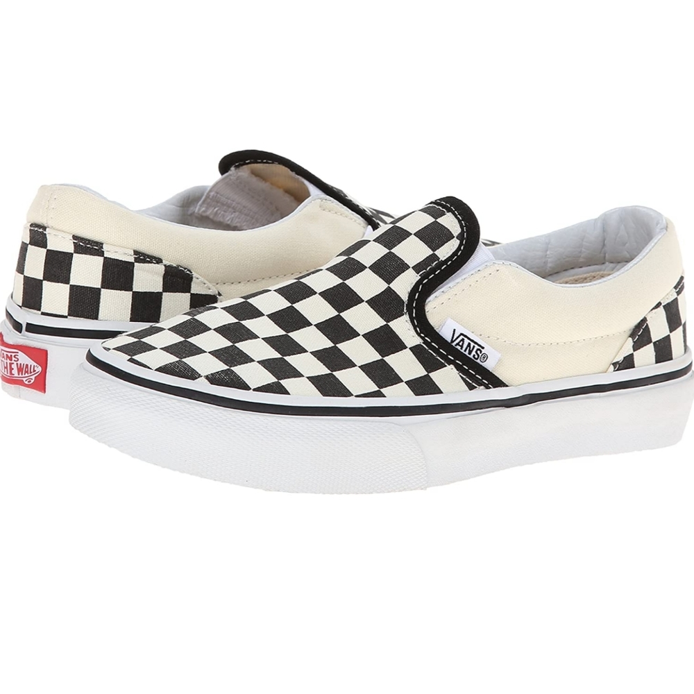 Kids checketboard vans slip on